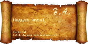 Hegyes Antal névjegykártya